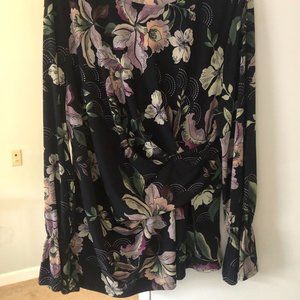 Black floral print blouse